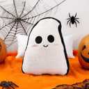 WDS WONDROUS Ghost Pillows Halloween Decor  Ghost Shaped Throw Pillow for Home, Soft Stuffed Fun Ghost Cushion Halloween Decorations Indoor  Cute Black and White Halloween Pillow  15.8x12.6in