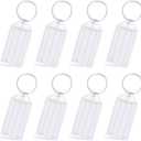 Uniclife 2 Inch Tough Plastic Key Tags White Item Identifiers with Blank Paper Labels Transparent Covers and Split Rings