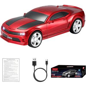 WSTER WS-592 Supercar Design Bluetooth Replica Speaker  Portable Car Model Wireless Speaker with TWS Stereo, FM Radio, LED Party Lights, USB/TF Playback, Hands-Free Calling, Microphone(Red)