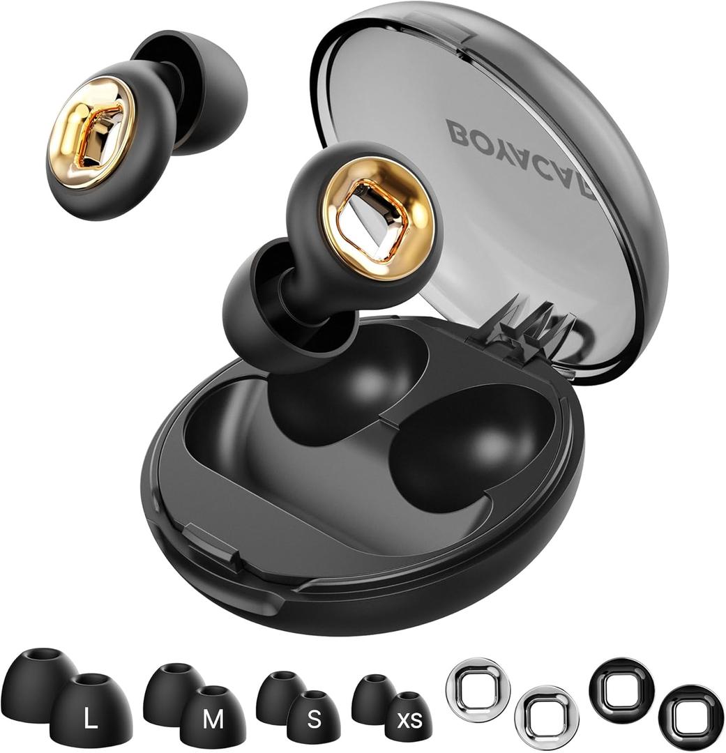 Ear Plugs for Sleeping Noise Cancelling, 45dB Reusable Earplugs for Noise Reduction, Hearing Protection Ear Plugs with 8 Ear Tips, Soft Silicone Earplugs for Sleep, Concerts, Snoring, Study (Black)