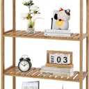 kinbor 5-Tier Bamboo Bathroon Shelf - Multifunctional Bamboo Rack Storage Shelving Rack Utility Shelf for Bathroom Kitchen Living Room