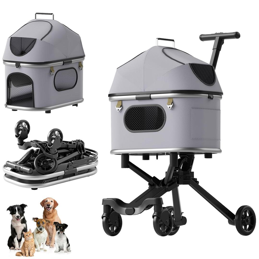 Dog Strollers for Small Dogs & Medium Dogs,4 Wheel Magnesium Alloy Pet Stroller,Waterproof Foldable 3 in 1 Multifunctional Cat Stroller with Breathable Mesh, Up to 45 lbs.