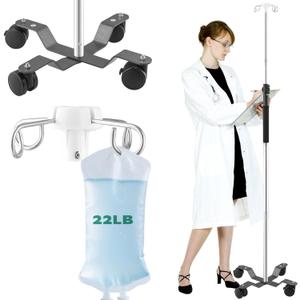 IV Pole with Wheels,47 to 100In Infusion Floor Stand Telescopic with 4 Hooks IV Bag Holder Stand Portable Feeding Pump Stand Stainless Steels Pipe Extension Pole IV Influsion Pole (Silver)