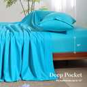 4 Piece King Size Sheet - Cooling Bed Sheets Set, Blend Rayon Derived from Bamboo, Breathable Soft Hotel Luxury Bedding & Pillowcases, Silky Fit 16 inch Extra Deep Pocket, Oeko-Tex - Aqua