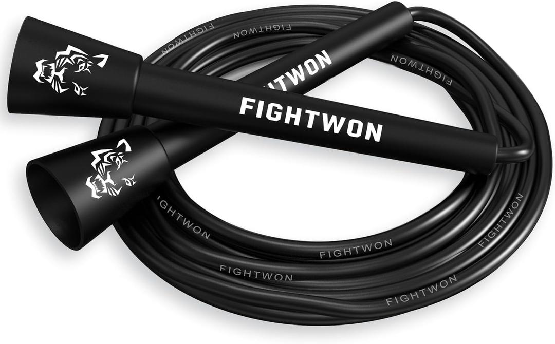 5mm PVC Jump Rope for Fitness | Adjustable Indoor/Outdoor Skipping Rope with Unbreakable Handles | Ultra-Strong PVC & White Grips (Onyx Black)