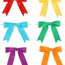 Meseey 3.5 Inch Satin Ribbon Twist Tie Bow 60 Pcs 6 Colors Pretied Premade Craft Bows for Treat Bags Gift Wrapping Basket Wedding Baby Shower Brithday Christmas Party(3.5 inch, Rainbow)