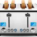 Roter Mond Countdown Stainless Steel 4 Slice Toaster with Bagel, Defrost, Cancel Function, Dual Toaster, Extra Wide Slots, 6 Shade Settings, Removable Crumb Trays, 1650W