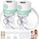 TSRETE Double Wearable Breast Pump, Electric Hands-Free Breast Pumps with 2 Modes, 9 Levels, LCD Display, Memory Function Rechargeable with Massage and Pumping Mode 24mm Flange-Green