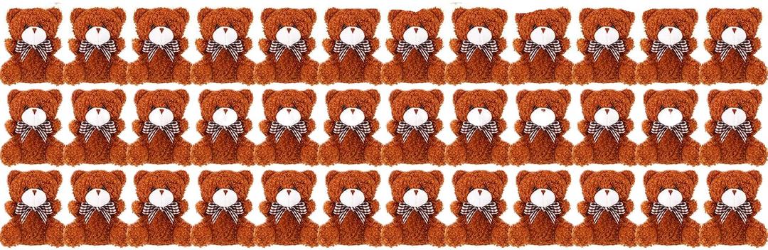Hungdao 100 Pcs Mini Plush Bears Toys Bulk Brown 3.2 Inch Small Stuffed Plush Bears Cute Soft Tiny Stuffed Animal Toy Gifts for DIY Keychain Birthday Baby Shower Wedding Party Favors