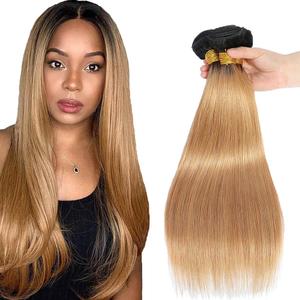 Ombre Bundles Human Hair 1b27 Straight Human Hair Bundles 20 22 24 Inch Two Tone Black And Blonde Bundles 8A Grade Ombre Blonde Straight 3 Bundles 300g for Women