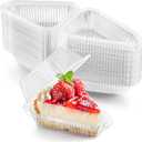 Zezzxu 100 Pack Cake Slice Containers with Hinged Lids, Clear Plastic Cheesecake Carriers Disposable Triangle Slice Boxes for Cake or Pie Slices, Sandwiches, Desserts
