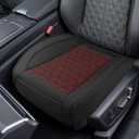 Luxury Faux Leather Car Seat Cover, Anti-Slip Waterproof Universal Front Bottom Seat Protector with Storage Pocket, Triangular Pattern Vehicle Seats Cushion for Sedans, SUVs, Trucks (Black&Red)