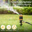 FANHAO Gear Drive Lawn Sprinkler with Metal Spike Base, 6-Pattern Heavy Duty Water Sprinkler System, Multi-Adjustable Irrigation Sprinkler for Large Yard Area Watering, Garden Plant and Flower Bed