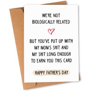 10 x Step Dad Fathers Day Card for Step Son, Daughter - Fathers Day Gift for Step Dad, Bonus Dad, Stepdad - Happy Father's Day Card for Step dads, Bonus Dad, Stepdad with Envelope