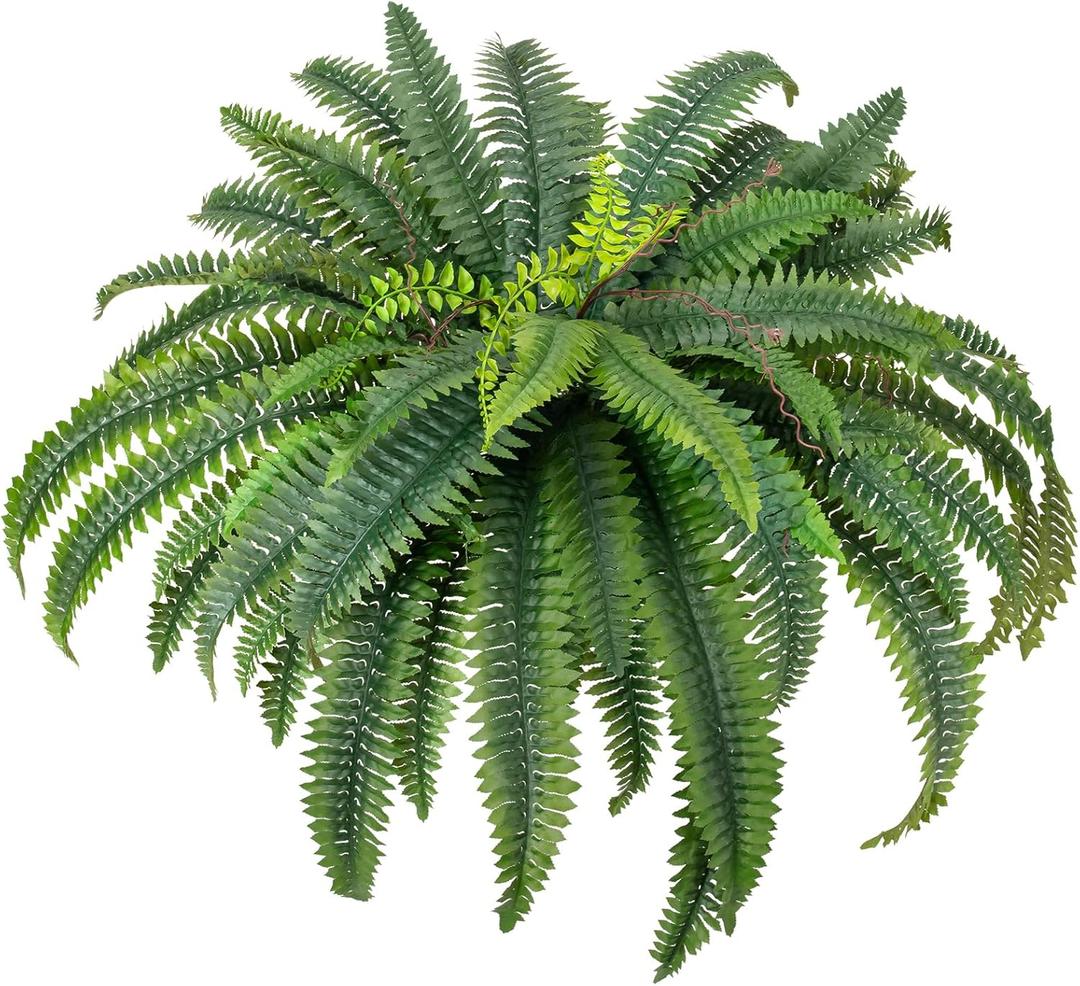 CQURE 45" Fake Ferns Artificial Plants Large,Artificial Boston Ferns Faux Hanging Plants for Outdoors Planter Home Garden Decor,60 Branches