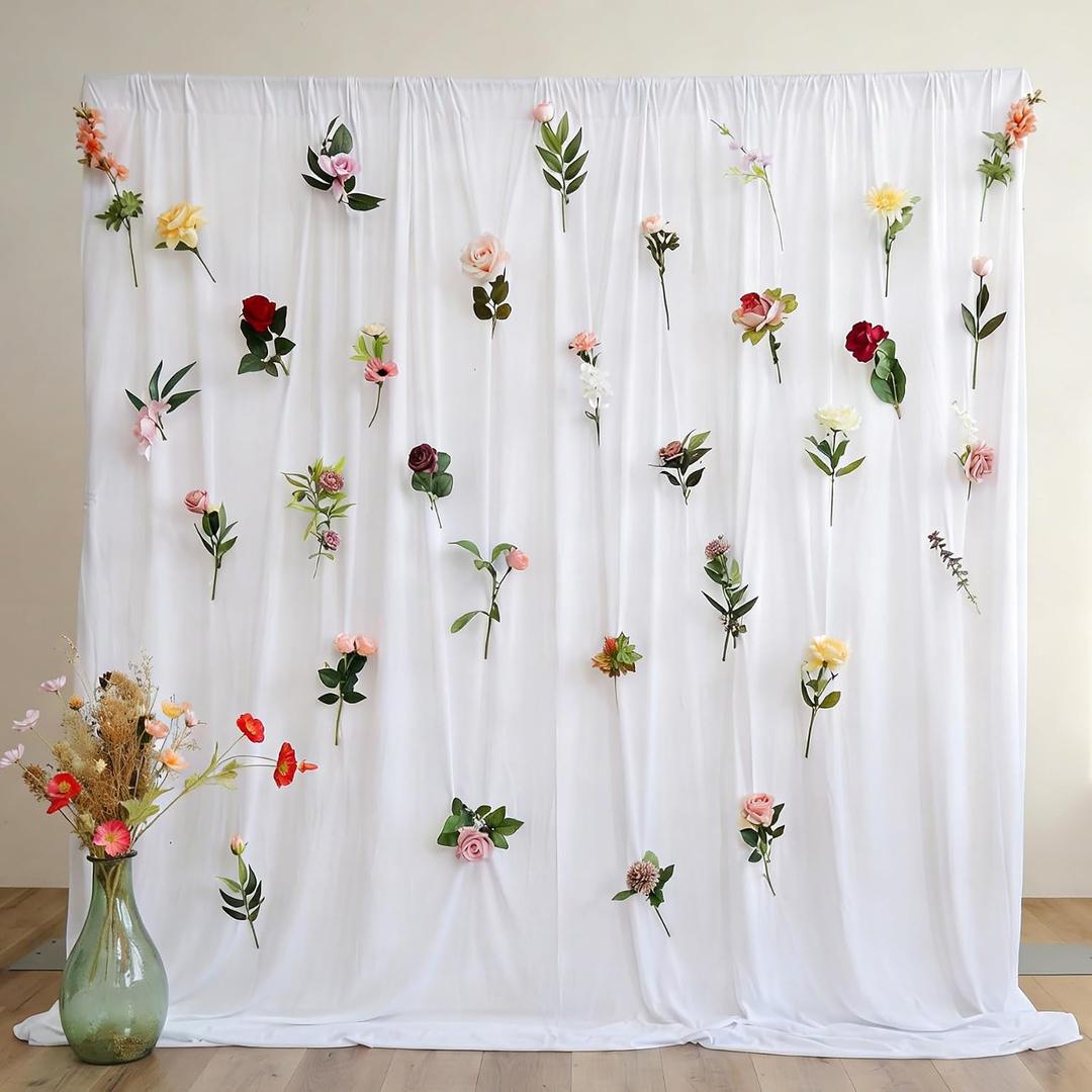 10x10ft White Backdrop Curtains for Parties, Wrinkle Free Polyester 1 Panel 10 FT Wide Photo Backdrop Drapes One Panel Design Back Drop Cloth for Wedding Birthday Baby Shower Background