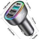 2 x 75W Car Charger USB C, 4 Port Super Fast Cigarette Lighter USB Charger, Type C 60W & QC 3.0 Multiport Car Phone Adapter Accessories for iPhone 17/16/15/14/13/12 Pro Samsung S26 Series