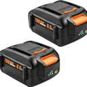 2-Pack 6.5Ah High Capacity Replacement for Worx 20V Battery WA3674 WA3575 WA3578 WA3520 WA3525 Compatible with Worx Battery 20V Battery Tools WG151s WG155s WG251s WG255s WG540s WG545s
