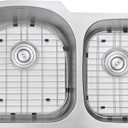 Ruvati 34-Inch Undermount Kitchen Sink 60/40 Double Bowl Kitchen sink, 16 Gauge T-304 Stainless Steel Kitchen Sinks, Deep Basin Sink, Brushed Finish RVM4600, Larger Bowl Left