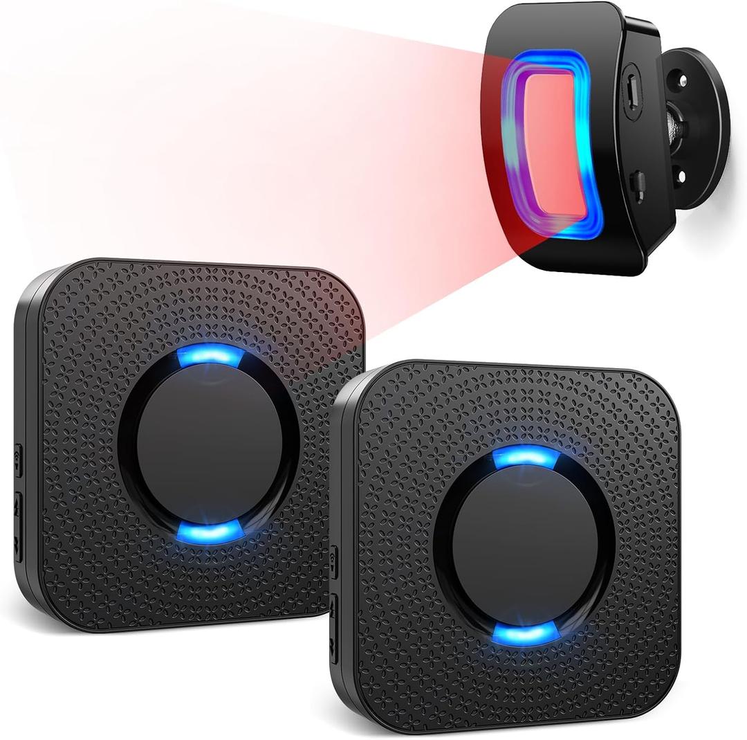 Wireless Motion Sensor LED Light - Motion Detector Alarm Chimes Door Sensor with 500 FT Range Security Alert Monitor System for Home, Business, Store, Office, School