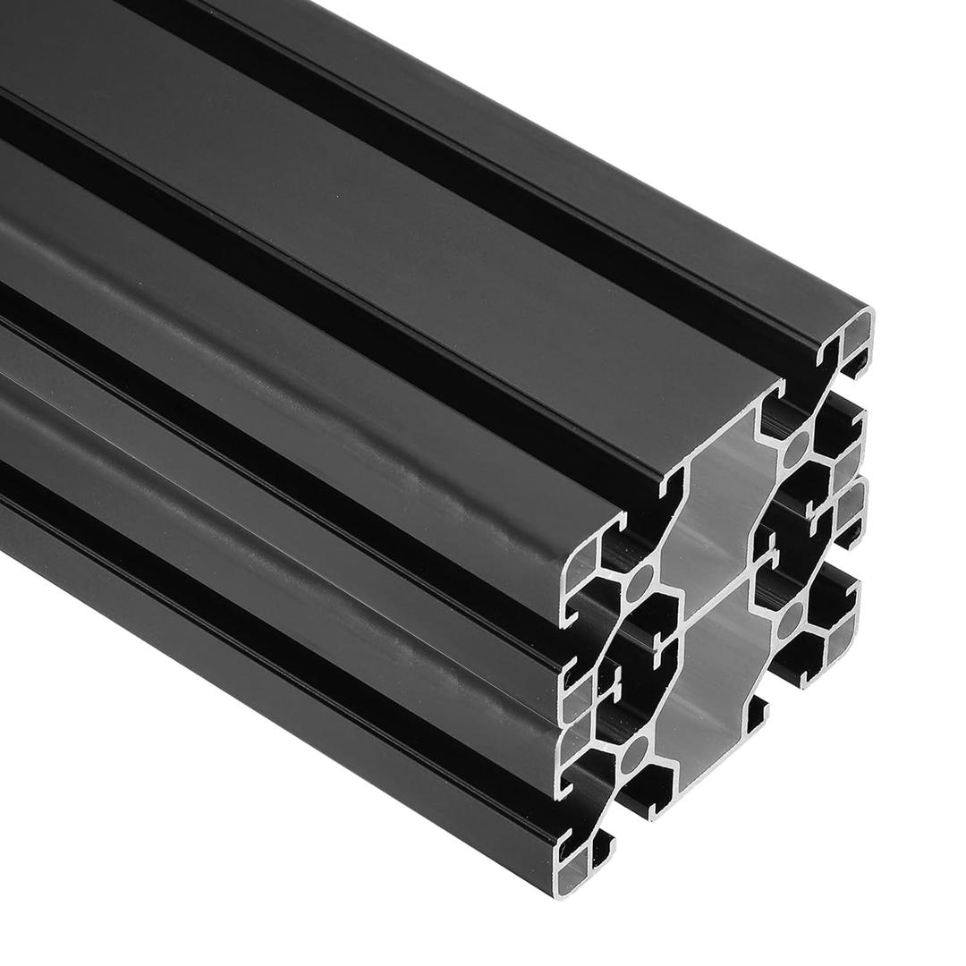 uxcell 2Pcs 500mm 4080 Aluminum Extrusion Profile, European Standard Anodized Linear Rail for 3D Printer Part, CNC Machine, Linear Rail Guide, Black