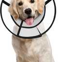 Dog Cone Collar After Surgery to Stop Licking, with Soft Waterproof Liner, Transparent PVC, for Large Medium Dogs, Elizabeth Neck Recovery Collar ALtermative(XS,Grey) (XXL)