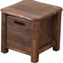 Chestnut Brand Short Stool, Solid Wood Stool, Small, Brown, Pine Wood, Rustic, Square, 11.8" x 11.8" x 25cm, Wooden-Footstool (Grey)