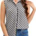 JTD Womens Sleeveless Button Down Shirts Casual Collared Tank Top V Neck Summer Blouses Work Office Chiffon Tops, XL