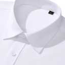 Alimens & Gentle Men's Dress Shirts Long Sleeve Wrinkle Free Stretch Business Casual Wedding Button Down Shirt (White, L)