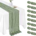 8 Pack Sage Green 17 x 108 Inch Cheesecloth Table Runner - Boho Gauze Sheer Fabric for Wedding Baby Shower Party Home Decor