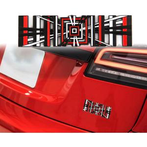 Fit for Dual Motor Badge Emblem Sticker Plaid Decor Compatible for Model S 3 X Y Accessories (Hollow Plaid)