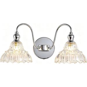 Chrome 2-Light Wall Sconces Bathroom Vanity Light Light Fixtures Modern Vanity Lighting Fixtures Wall Light for Bedroom Living Room Bathroom