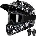 TRIANGLE Youth Kids Dirt Bike Helmet Full Face Motocross Helmet with Goggle & Gloves DOT/FMVSS-218 Approved Motorcycle Helmet. XL Size