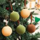 30Pcs Velvet Christmas Balls Bulk Flocked Christmas Tree Ball Ornament Plastic Balls Xmas Decorative Hanging Ornaments Xmas Tree Decoration(2.36 Inch,Green, Brown, Beige)