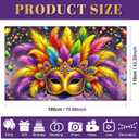 Mardi Gras Carnival Feather Mask Backdrop 70.9 x 43.3 Inch Colorful Confetti Party Banner for Masquerade Ball Brazilian Festival Parade Wall Decoration Photo Booth Background
