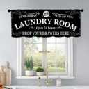 Black Kitchen Curtains Laundry Room Design for Windows Valances Rod Pocket Curtain Valance for Bathroom Living Room Cafe Home Decor (Laundry Room, 18"x54"-1pc)