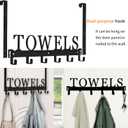 Over The Door Hooks, Towel Holder for Bathroom, Mount Rack Metal Bath Hanger Bedroom Kitchen Pool Beach Bathrobe Wall Hooks (6 Hooks, Black).