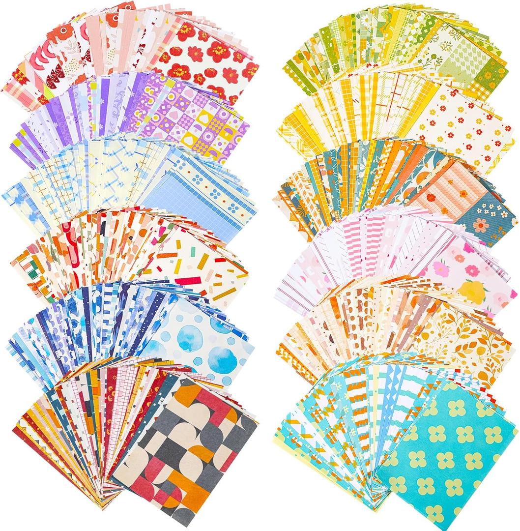 600 Sheets Vintage Scrapbook Paper Set Aesthetic Paper Supplies Diy Decorative Supplies for Writing Drawing Embellishment Scrapbooking Travel Journal 3.35x2.17 Inch