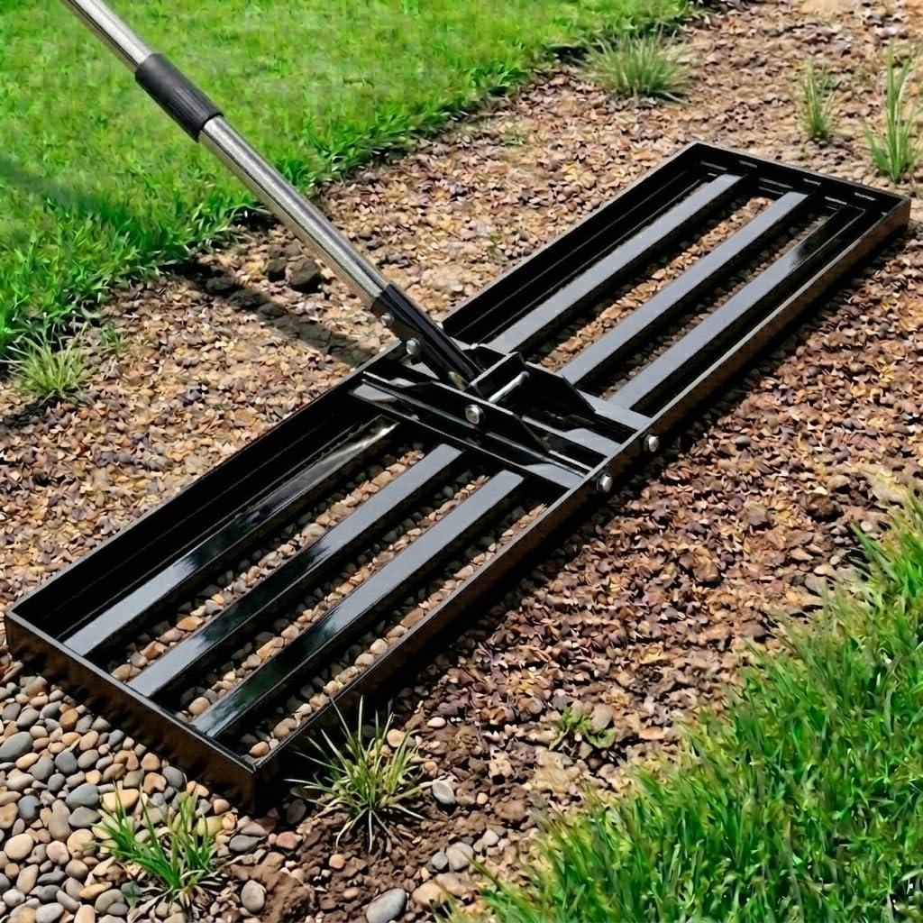 2 x Lawn Leveling Rake, 30"x10" Heavy Duty Lawn Leveler with 72" Stainless Steel Adjustable Handle, Effort Saving Leveling Tool for Soil, Dirt, Sand, Backyard, Garden & Golf Course