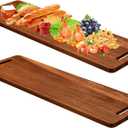 2 Pcs Large Acacia Wooden Charcuterie Boards with Handle 36 x 12 Inch