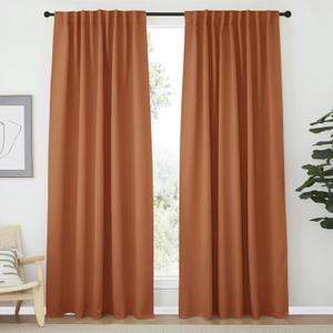 NICETOWN Halloween Blackout Curtains 84 inches Long for Living Room, Rod Pocket & Back Tab Window Curtains, Eatra Long Drape Panels for Office (Burnt Orange, 70" W x 84" L per Panel, 2 PCs)