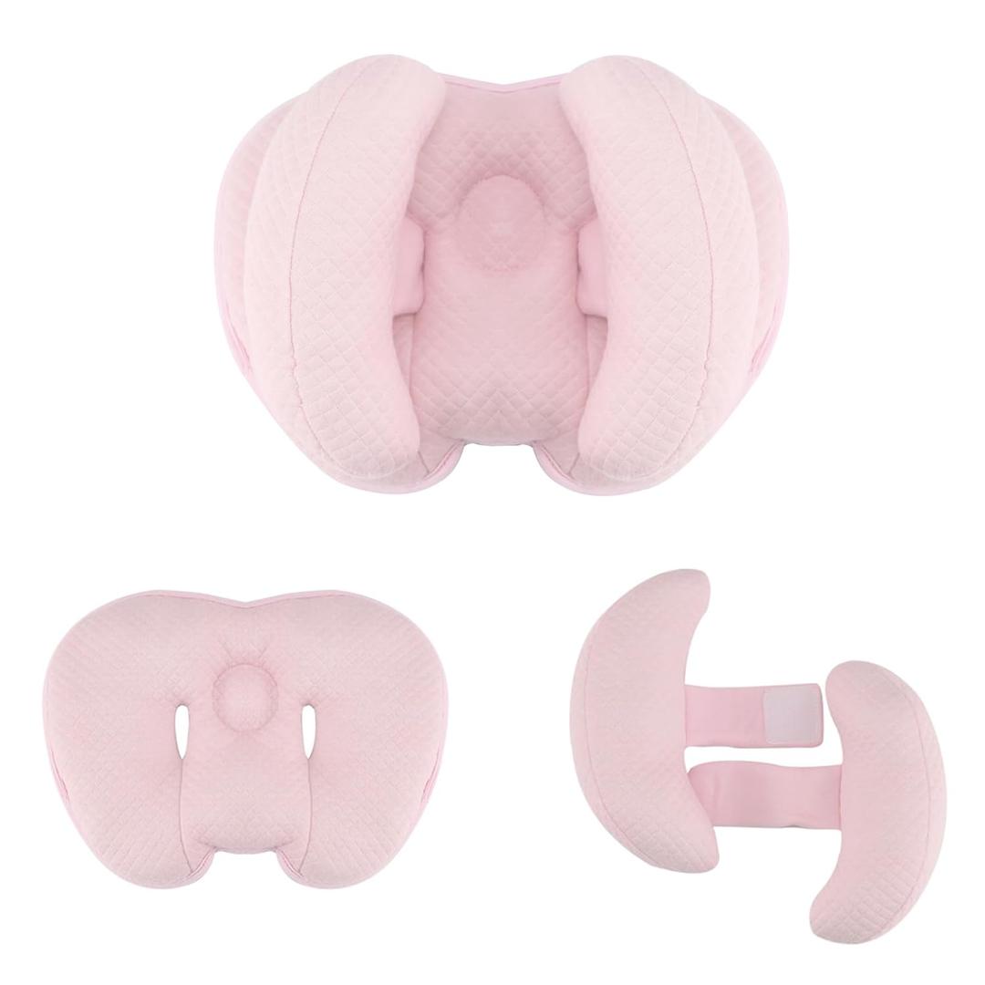 2 in 1 Baby Support Pillow, Banana Shape Baby Neck Head Travel Pillow Stroller Insert Cushion for Kids, Toddler, Pink