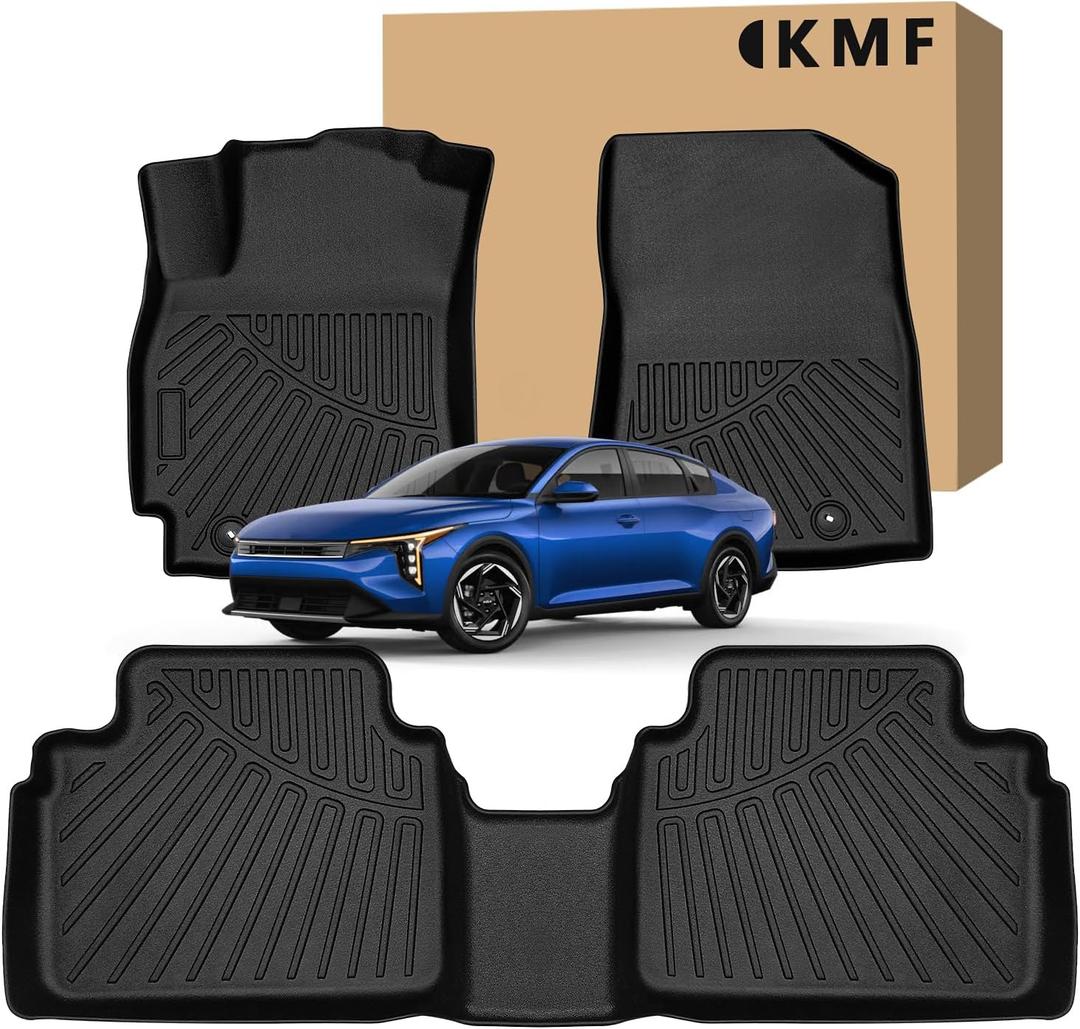 KMF Custom Fit Floor Mats for KIA K4 2025 Accessories, K4 Car Mat All Weather TPE Waterproof Car Floor Liners - Front & Rear 2 Row, Anti-Slip Deep Grooves Car Mats Full Set