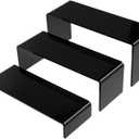 KOSKWKREO 3 PCS Black Acrylic Display Risers for Figures, Collectibles, Jewelry and Cosmetics, Tiered Stands for Party Table, Home Decor and Retail Use
