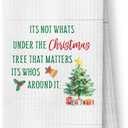 Christmas Tree Kitchen Towels, Farmhouse Christmas Dish Tea Towels, It's Not What's Under The Xmas Tree That Matters Winter Decorative Hand Towel for Bathroom Kitchen, 16x24 Inch