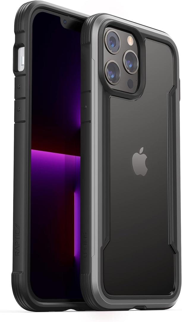 RAPTIC Shield for iPhone 13 Pro, Shockproof Protective Clear Case, Military 10ft Drop Tested, Durable Aluminum Frame, Anti-Yellowing Technology Case for iPhone 13 Pro, Black