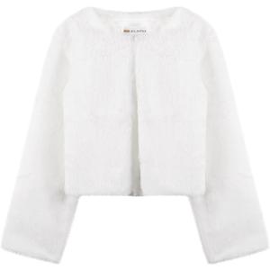 BOLEROSE Girls Cozy Faux Fur Childrens Kids Bolero Shrug Jacket Coat (9-10 Years, White)
