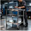 Stainless Steel Prep and Work Table with Wheels, Multi-Size Heavy-Duty Metal Commercial Kitchen Commercial Workbench,Suitable for Restaurants, Homes,Outdoor and Hotels