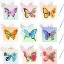 HICOHAND Pre Printed Canvases, 9 PCS Butterfly Painting Canvas 7.87 * 7.87 Butterfly Floral Themed Painting Canvas with Brush for Party Student Adults DIY Gift