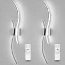 CANEOE Modern Wall Sconce Set of, 5CCT Dimmable Indoor Led Wall Sconce Lighting Set of 2, 31.5 Inch Wall Light Fixtures, Chrome Led Wall Lamps for Living Room Bedroom Bathroom Hallway